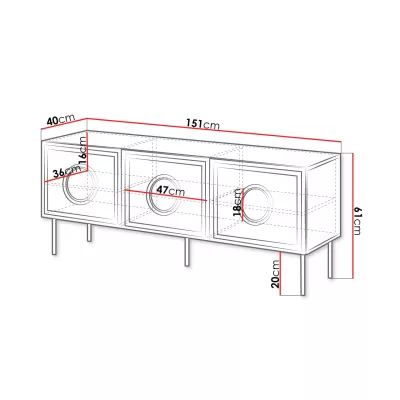 Televizní stolek 150 cm VANILIA - dub kraft / matný černý