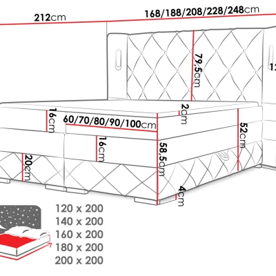 Hotelová manželská postel 160x200 BUELTON - latte + topper ZDARMA