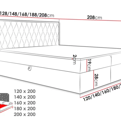 Boxspringová dvojlůžková postel 160x200 BELFLOWER 6 - dub lancelot / béžová + topper ZDARMA