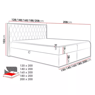 Boxspringová dvojlůžková postel 160x200 BELFLOWER 6 - dub lancelot / béžová + topper ZDARMA