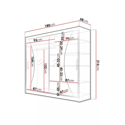 Velká šatní skříň 180 cm se zrcadlem FLORENCIO 5 - bílá
