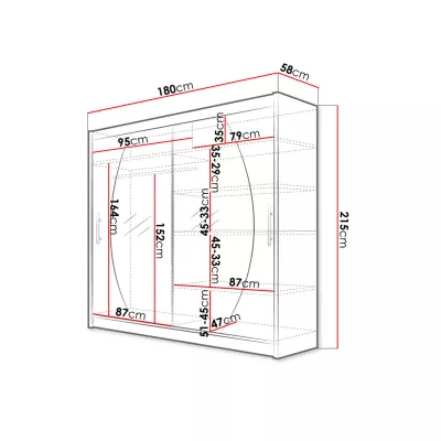 Kombinovaná šatní skříň 180 cm se zrcadlem FLORENCIO 4 - bílá