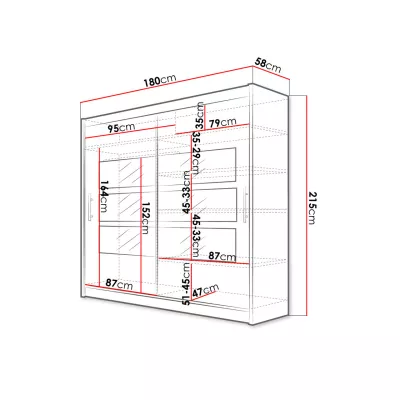 Šatní skříň se zrcadlem 180 cm FLORENCIO 3 - bílá