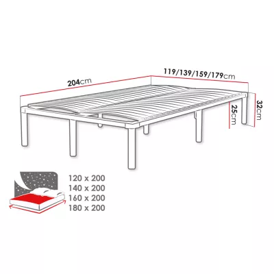 Kovová jednolůžková postel 120x200 LOVELAD - černá