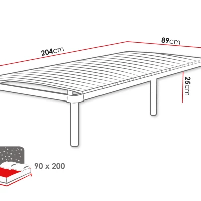 Kovová jednolůžková postel 90x200 LOVELAD - černá