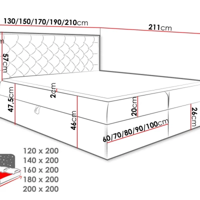 Americká jednolůžková postel 120x200 BELFLOWER 3 - dub wotan / popelavá + topper ZDARMA