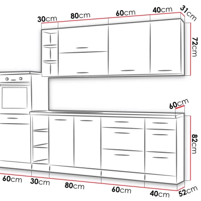 Kuchyňská linka 270/210 cm ZHILAN 4 - dub lancelot / tmavé dřevo + dřez a LED osvětlení ZDARMA