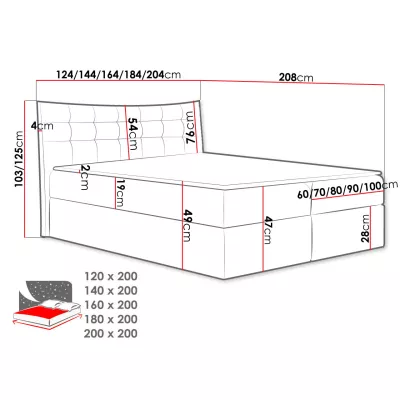 Hotelová dvojlůžková postel 160x200 PONCE - černá + topper ZDARMA