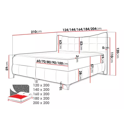 Kontinentální jednolůžková postel 120x200 ZOLZA - blankytná modrá + topper ZDARMA