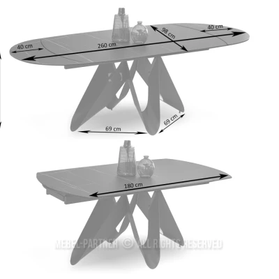 Rozkládací jídelní stůl 180(260) JOHARI - černý mramor / černý