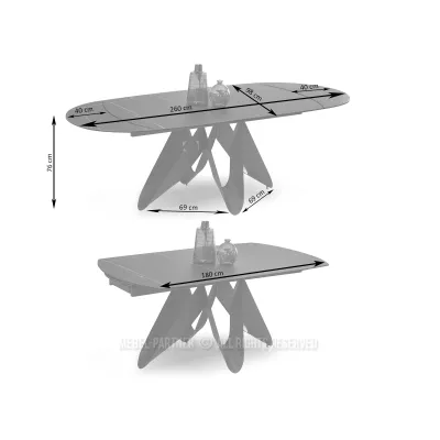 Rozkládací jídelní stůl 180(260) JOHARI - černý mramor / černý