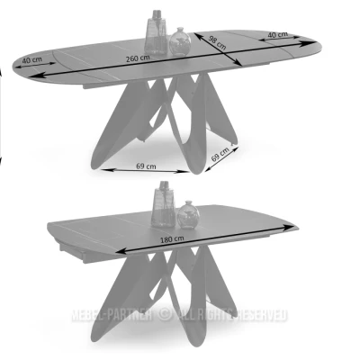 Rozkládací jídelní stůl 180(260) JOHARI - bílý mramor / černý