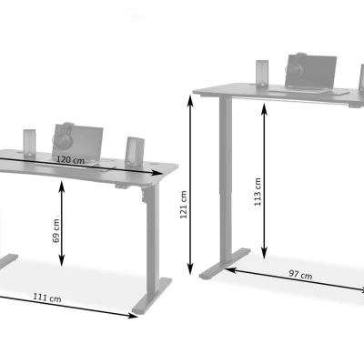 Výškově nastavitelný psací stůl IKERNE - černý / bílý