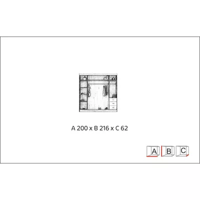 Šatní skříň s posuvnými dveřmi 200/62 EBRA - černá