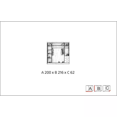 Šatní skříň se zrcadlem 200/62 LINEA - černá