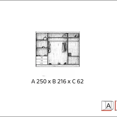 Šatní skříň se zrcadlem 250/62 LINEA - černá