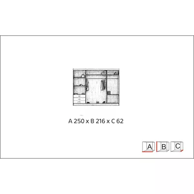 Šatní skříň se zrcadlem 250/62 LINEA - černá