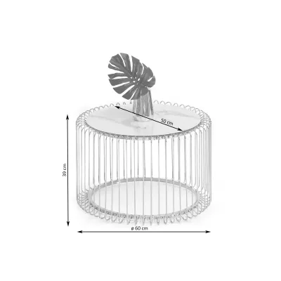 Designový konferenční stolek IRAKLI - bílý mramor / chrom