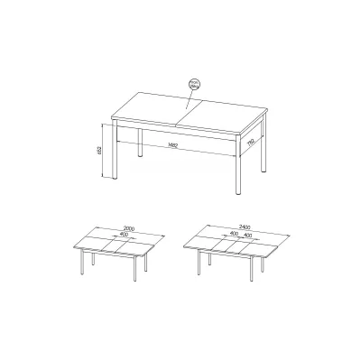 Rozkládací jídelní stůl 160(240)x90 NORLAN - ořech / černý mramor