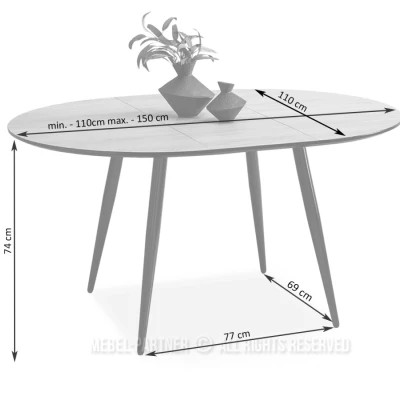 Kulatý rozkládací stůl 110(150)x110 ERIK - dub / černý