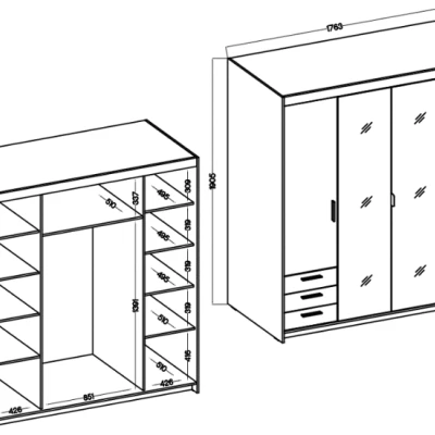 VÝPRODEJ - Šatní skříň 177 PILINA se zrcadly - bílá