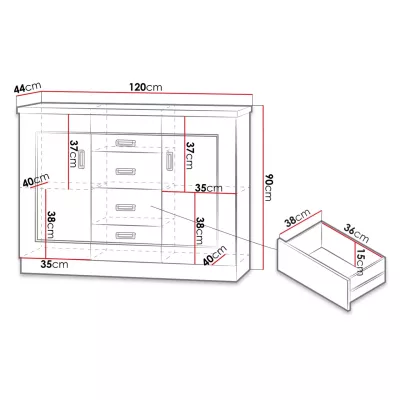 VÝPRODEJ - Kombinovaná komoda GIADA - dub lefkas