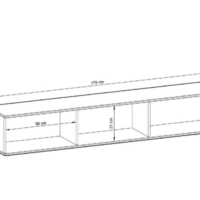 VÝPRODEJ - Televizní stolek REFUGIO - 175 cm, černý mramor / černý