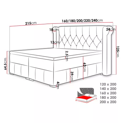 VÝPRODEJ - Hotelová dvojlůžková postel 200x200 RUFIO - béžová + topper ZDARMA