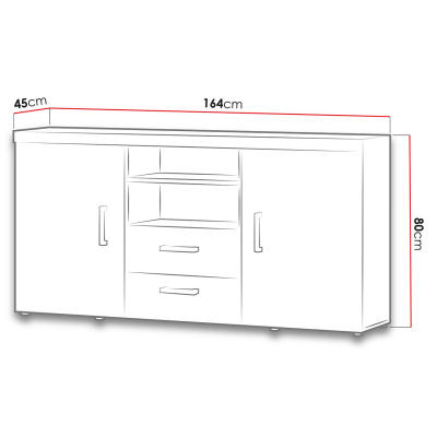 VÝPRODEJ - Kombinovaná komoda ITABUNA - bílá / lesklá bílá