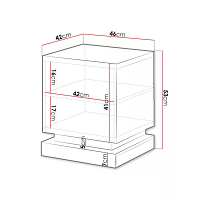 VÝPRODEJ - Set 2x noční stolek s modrým LED osvětlením LIMA - bílý / lesklý bílý