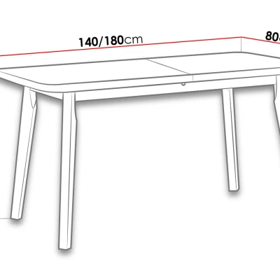 VÝPRODEJ - Rozkládací stůl do jídelny 140x80 cm AMES 6 - dub sonoma / černý