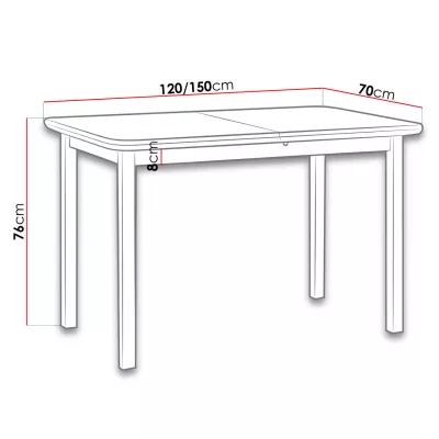 VÝPRODEJ - Rozkládací kuchyňský stůl 120x70 cm ARGYLE 4 - bílý
