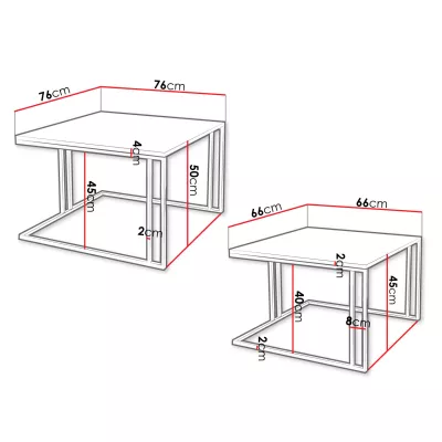 Set 2x konferenční stolek PTYSIA - černý / černý molet