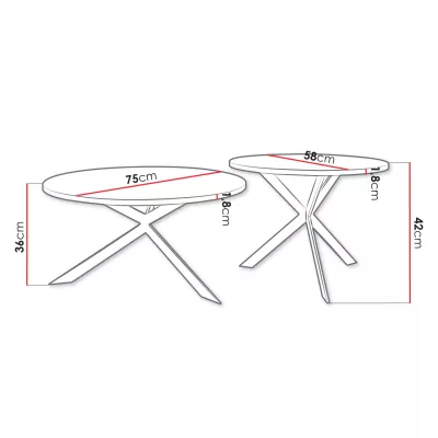 Set 2x konferenční stolek ATENAL - mramor světlý / černý