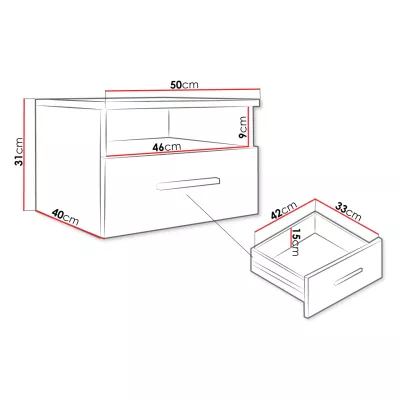 Noční stolek se šuplíkem HEROSA - alpský bílý