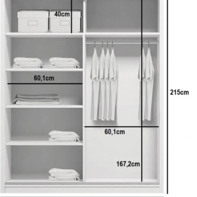 VÝPRODEJ - Prostorná šatní skříň AMADEO, šířka 125 cm, výška 215 cm