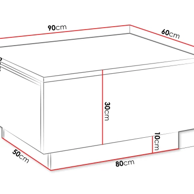 Konferenční stolek 90x60 cm NORAN - lesklý bílý