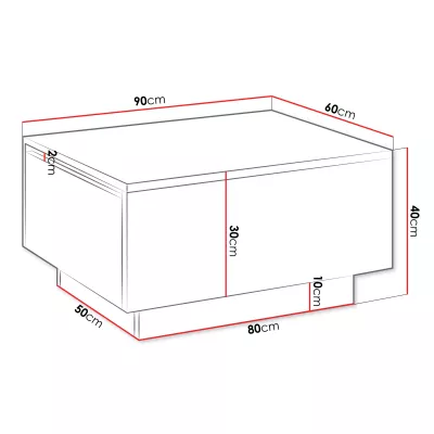 Konferenční stolek 90x60 cm NORAN - lesklý bílý
