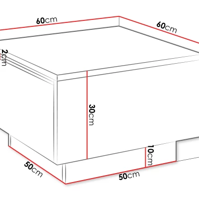 Konferenční stolek čtverec 60x60 cm NORAN - lesklý bílý