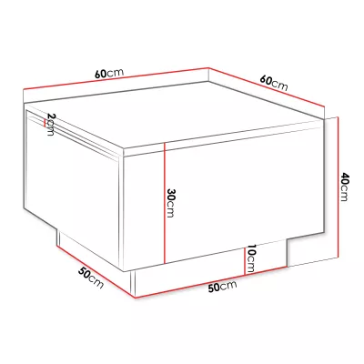 Konferenční stolek čtverec 60x60 cm NORAN - lesklý bílý