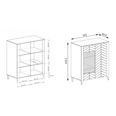 Prosklená komoda MARCIA - černá