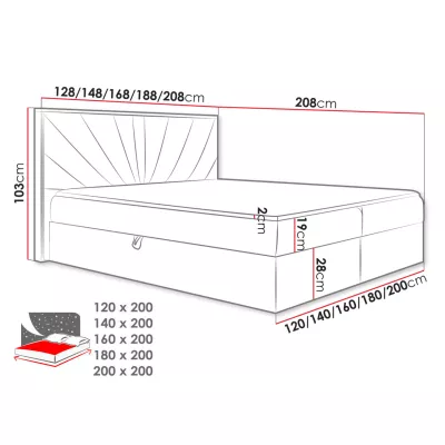 Kontinentální jednolůžková postel 120x200 BELFLOWER 7 - dub lancelot / popelavá + topper ZDARMA