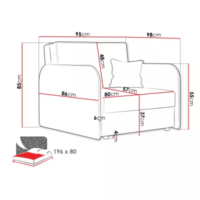 Rozkládací křeslo BELA LOFT 1 - šedé 2