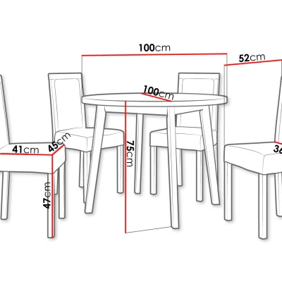 Sestava 4+1 do jídelny SALUSIA 1 - bílá / dub sonoma / béžová