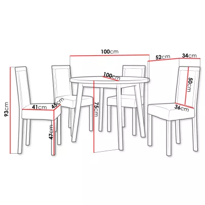 Sestava 4+1 do jídelny SALUSIA 1 - bílá / dub sonoma / béžová