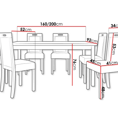 Jídelní sestava 6+1 s rozkládacím stolem SALUSIA 3 - dub sonoma / hnědá 2