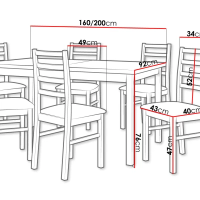 Jídelní sestava 6+1 s rozkládacím stolem SALUSIA 2 - dub sonoma / hnědá 2