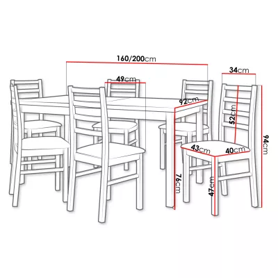 Jídelní sestava 6+1 s rozkládacím stolem SALUSIA 2 - dub sonoma / hnědá 2