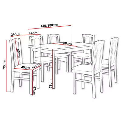 Sestava do jídelny 6+1 s rozkládacím stolem SALUSIA 5 - bílá / hnědá 1