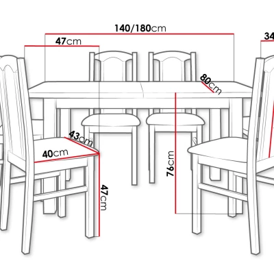 Jídelní sestava 6+1 s rozkládacím stolem SALUSIA 4 - dub sonoma / hnědá 1